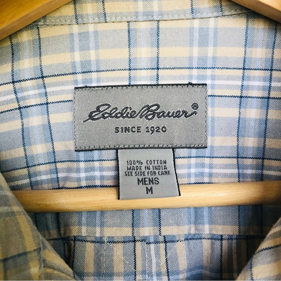 EDDIE BAUER Men’s Woven Plaid Checked Cotton Casual Button Up Shirt Size Medium - Picture 3 of 13